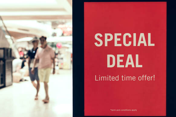 Special deal red poster in the shopping mall